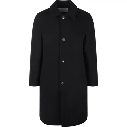 Single-Breasted Coats, male, , Size: M Classic Wool Blend Coat - closed - Modalova