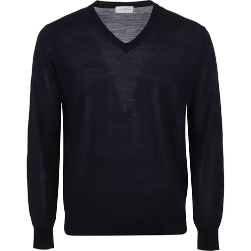 V-neck Knitwear, male, , Size: 3XL Navy V Neck Pullover Sweater - Ballantyne - Modalova