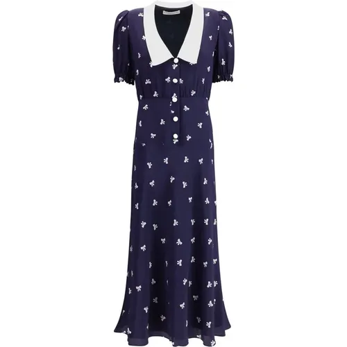 Maxi Dresses, female, , Size: 2XS Bow Patterned Silk Dress - Alessandra Rich - Modalova