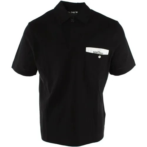 Schwarzes Baumwoll Herren Polo Shirt , Herren, Größe: M - Palm Angels - Modalova