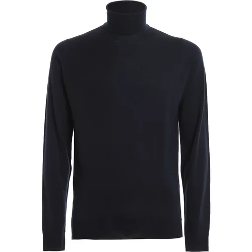 Turtlenecks, male, , Size: 2XL Blue Merino Wool Turtleneck Sweater - John Smedley - Modalova