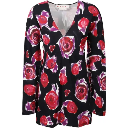 Versatile Spinning Roses Print Blouse , female, Sizes: S - Marni - Modalova