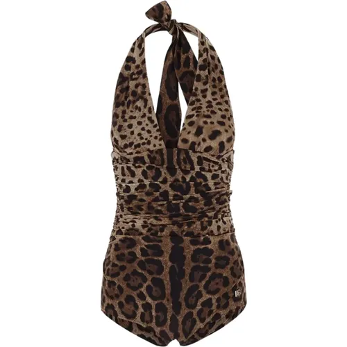 Leopard Badeanzug , Damen, Größe: S - Dolce & Gabbana - Modalova