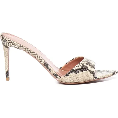 Heeled Mules, female, , Size: 7 US Python Print Leather Sandals, Open Toe - Giuliano Galiano - Modalova
