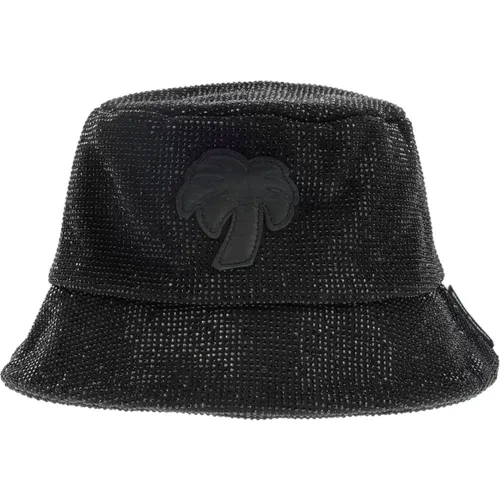 Hats, female, , Size: ONE SIZE Strass Bucket Hat - Palm Angels - Modalova