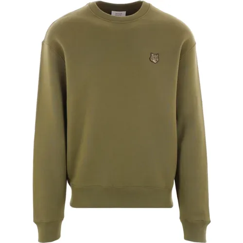 Militärgrüner Fox Head Pullover , Herren, Größe: XL - Maison Kitsuné - Modalova