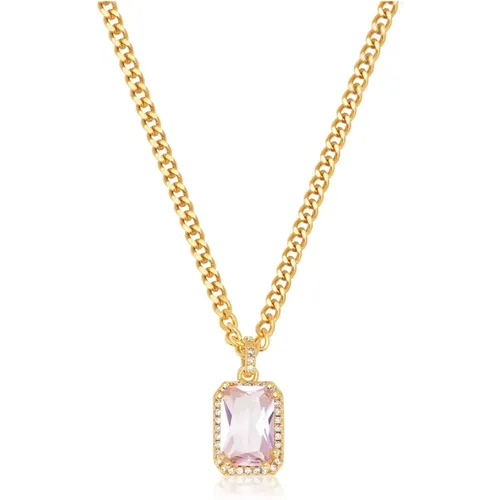 Women& Necklace with Pink CZ Diamond , female, Sizes: ONE SIZE - Nialaya - Modalova