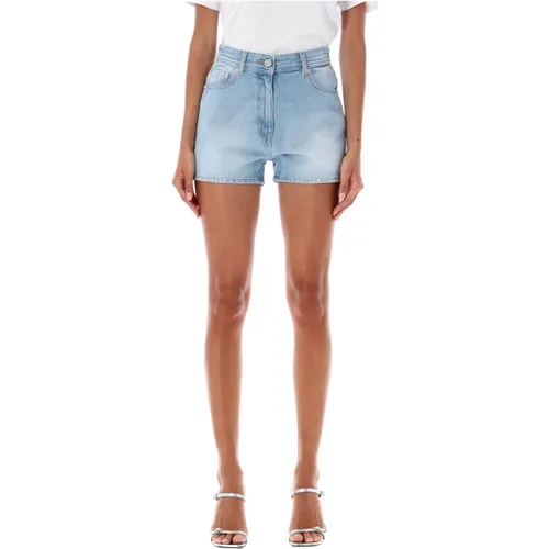 Printed Denim Ladybug Shorts , female, Sizes: W28 - Versace - Modalova