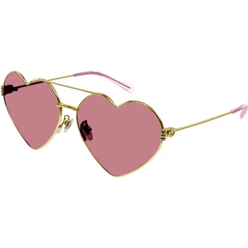 Sunglasses, female, , Size: 62 MM Stunning Gold/Red Sunglasses for Women - Gucci - Modalova