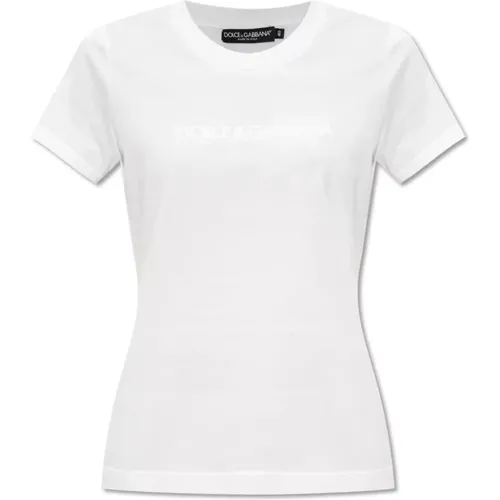 T-Shirt mit Logo , Damen, Größe: 3XS - Dolce & Gabbana - Modalova