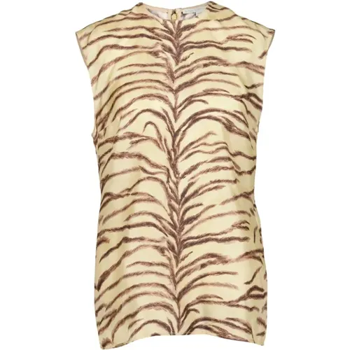 Sleeveless Tops, female, , Size: 2XS Tiger Print Sleeveless Top - Stella Mccartney - Modalova