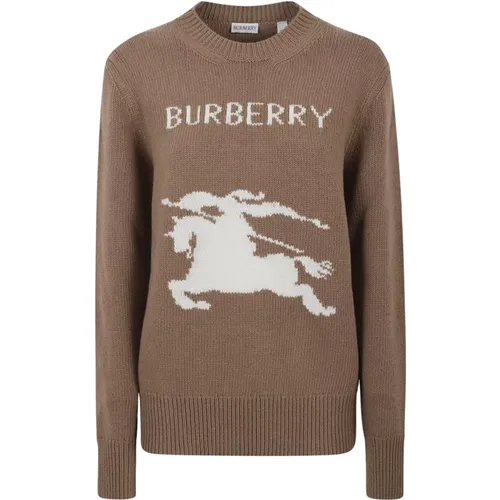 Round-neck Knitwear, female, , Size: S EKD Wool Cashmere Sweater - Burberry - Modalova