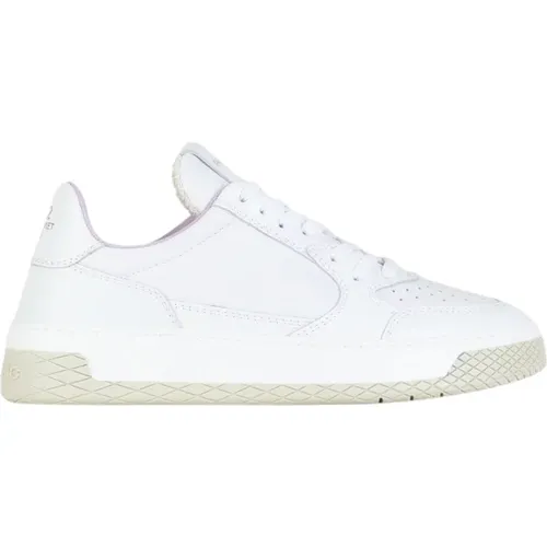 Weiße Leder Low-Top Sneakers Lila , Damen, Größe: 38 EU - Panchic - Modalova