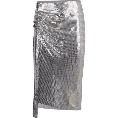 Midi Skirts, female, , Size: S Asymmetric Draped Skirt with Brass Details - Rabanne - Modalova