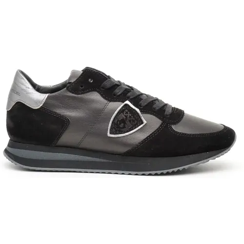 Black Suede and Leather Sneakers , female, Sizes: 8 UK, 4 UK - Philippe Model - Modalova