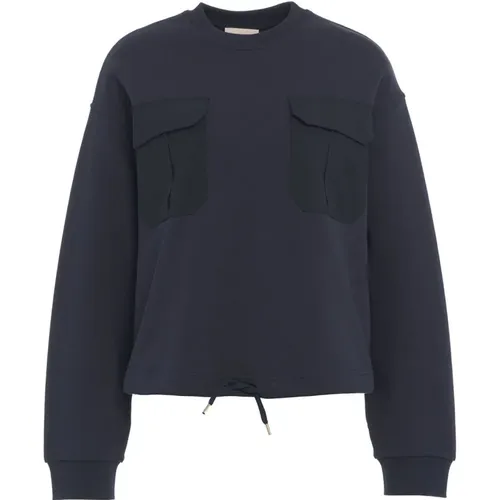 Blaue Pullover mit Taschen , Damen, Größe: XS - Semicouture - Modalova