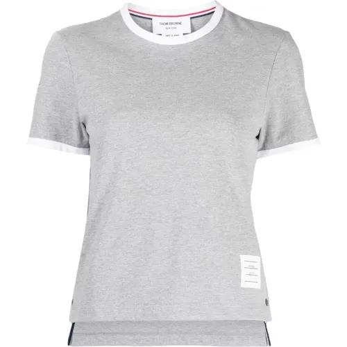 Grey T-shirts and Polos with RWB Stripe Logo , female, Sizes: XS - Thom Browne - Modalova