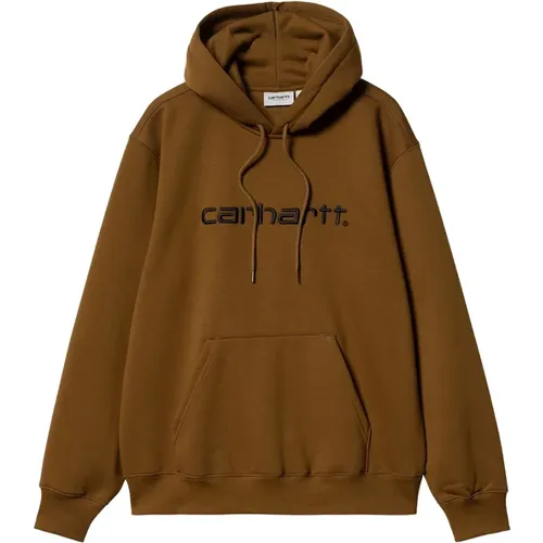 Hoodies, male, , Size: S Burnt Hooded Sweatshirt - Carhartt WIP - Modalova