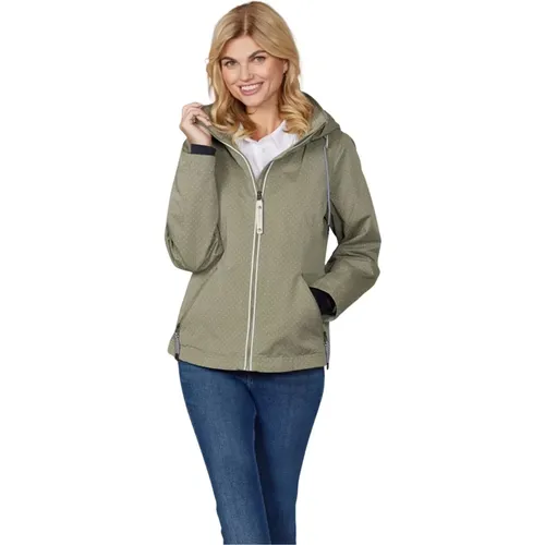 Light Jackets, female, , Size: M Modern Fit Olive Jacket with Adjustable Hood - Junge - Modalova