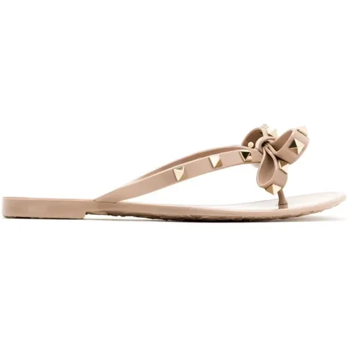 Flip Flops, female, , Size: 8 US Powder Rockstud Thong Sandals - Valentino Garavani - Modalova