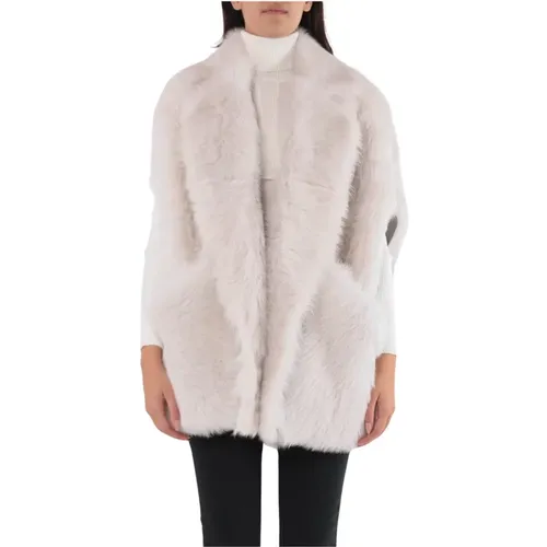 Shearling Vest with Fox Fur , female, Sizes: S - Blancha - Modalova
