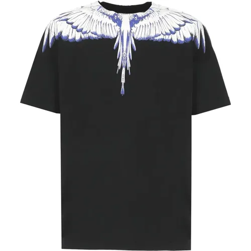 Schwarzes Icon Wings Print T-Shirt , Herren, Größe: M - Marcelo Burlon - Modalova