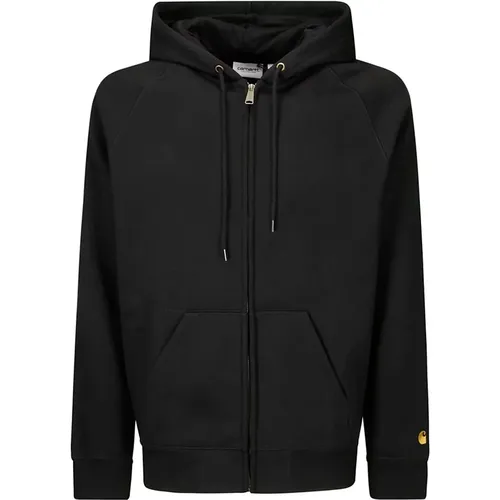 Zip-throughs, male, , Size: L Hooded Zip Sweatshirt with Logo Detail - Carhartt WIP - Modalova