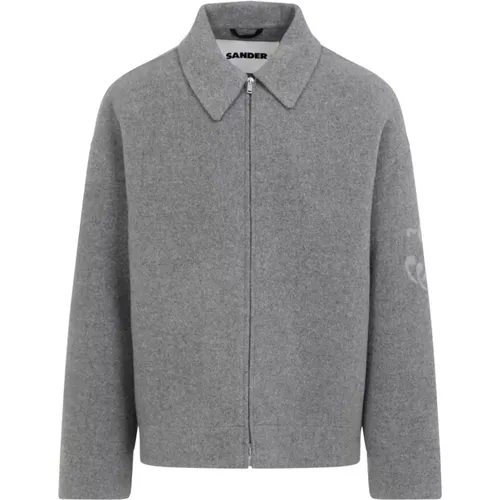 Cardigans, male, , Size: M Elegant Grey Wool Coat Aw24 - Jil Sander - Modalova