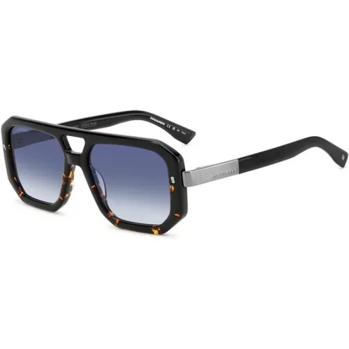 Black Havana Sunglasses with Dk Blue Shaded Lenses , male, Sizes: 56 MM - Dsquared2 - Modalova