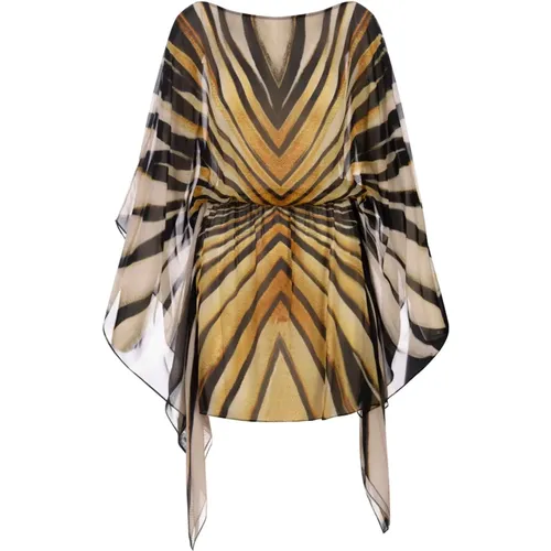 Goldene Seidenkaftan Kleid - Roberto Cavalli - Modalova