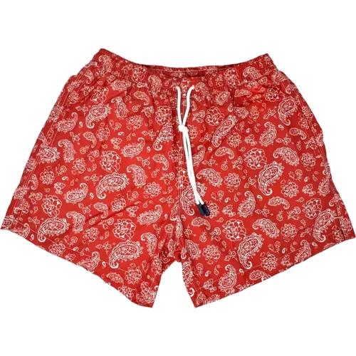 Paisley Red Beach Shorts , male, Sizes: L - Gran Sasso - Modalova