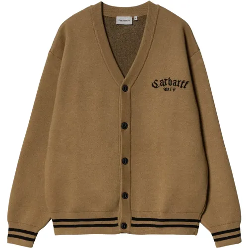 Cardigans, male, , Size: M Cotton Onyx Cardigan with Button Closure - Carhartt WIP - Modalova