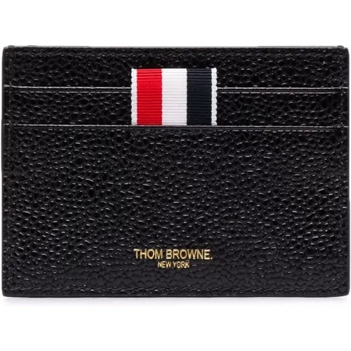 Schwarzer Lederkartenhalter mit Logo - Thom Browne - Modalova