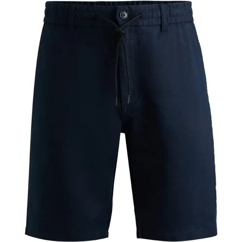 Blaue Casual Shorts,Blaue Leinen-Bermuda-Shorts - Hugo Boss - Modalova