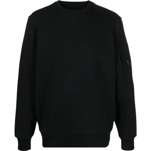Fleece Cotton Sweatshirt with Ribbed Crew Neck , male, Sizes: L - C.P. Company - Modalova