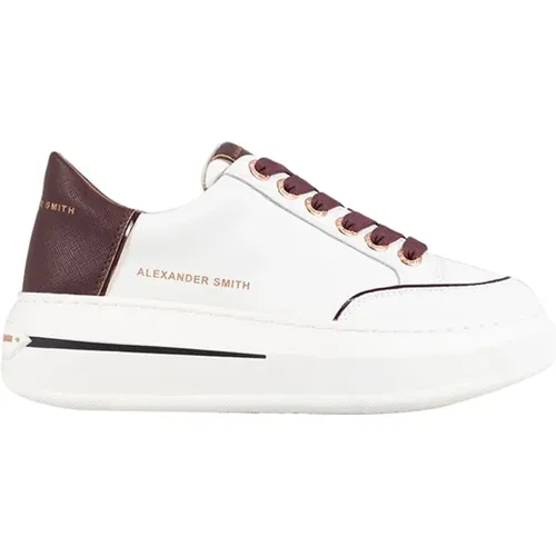 Bordeaux Leder Sneakers mit Plateausohle , Damen, Größe: 36 EU - Alexander Smith - Modalova