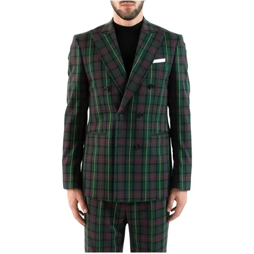 Blazers, male, , Size: S Check Print Double-Breasted Jacket - Corsinelabedoli - Modalova