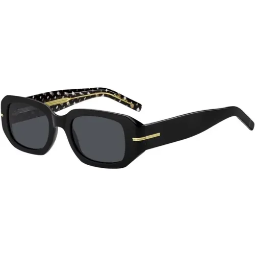 Schwarzer Rahmen Graue Linse Sonnenbrille - Boss - Modalova