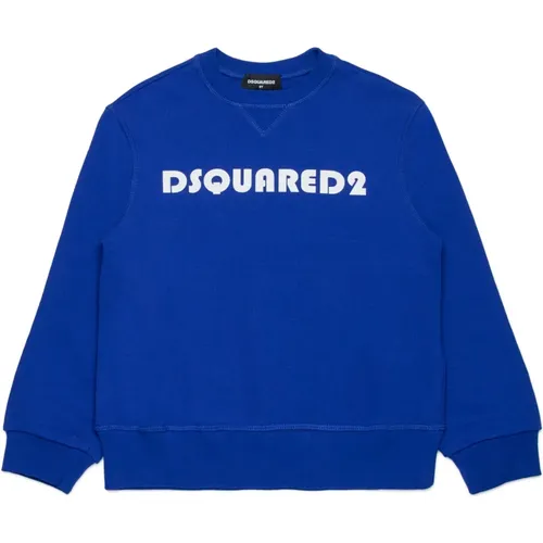 Logo Crew-neck Sweatshirt,Blaue Pullover für Männer - Dsquared2 - Modalova