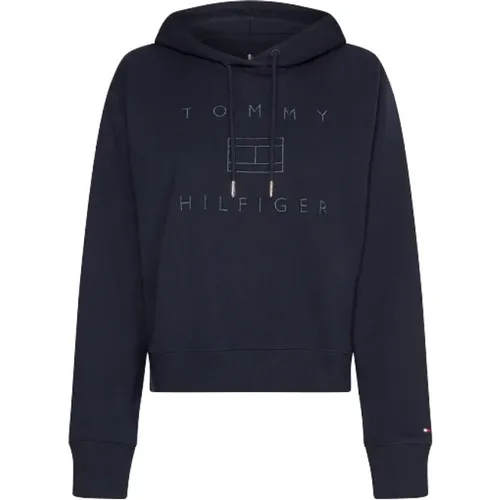 Hoodies, female, , Size: XL Metallic Logo Hoodie in Desert Sky - Tommy Hilfiger - Modalova