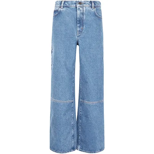 Hellblaue Baggy Jeans aus Baumwolle , Damen, Größe: M - Max Mara Weekend - Modalova