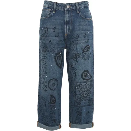 Jeans mit Paisley-Print und hochgekrempelten Bündchen , Damen, Größe: W26 - Liu Jo - Modalova