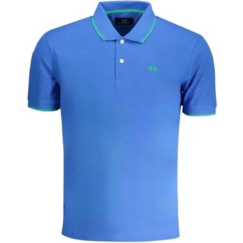 Blaues Baumwoll-Poloshirt mit kurzen Ärmeln , Herren, Größe: 2XL - LA MARTINA - Modalova