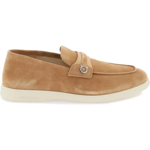 Gancini Suede Moccasins , Herren, Größe: 40 1/2 EU - Salvatore Ferragamo - Modalova