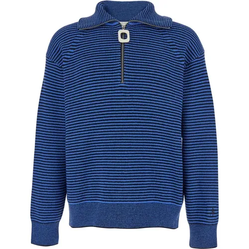 V-neck Knitwear, male, , Size: M Half Zip Cotton Piquet Sweater - JW Anderson - Modalova