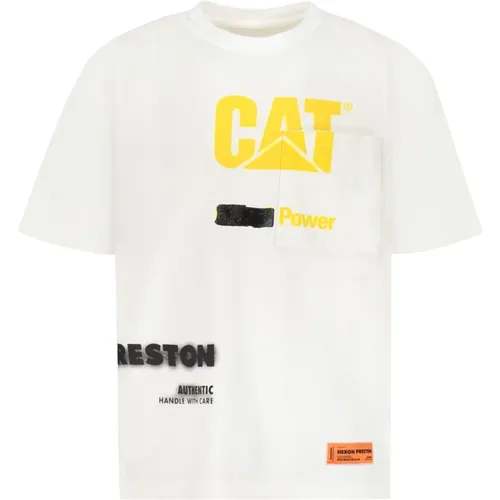 Katzenbedrucktes Baumwoll-T-Shirt - Heron Preston - Modalova