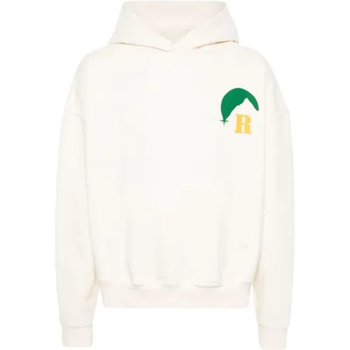 Hoodies, male, , Size: S Ivory Cotton Jersey Hoodie with Graphic Logo Print - Rhude - Modalova