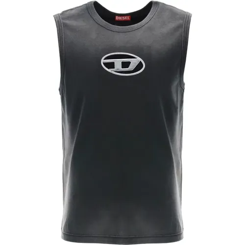 Sleeveless Tops, male, , Size: L Sleeveless Top With Oval D Logo - Diesel - Modalova