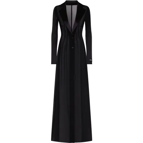 Silk Chiffon Dress with Satin Trim , female, Sizes: S - Dolce & Gabbana - Modalova