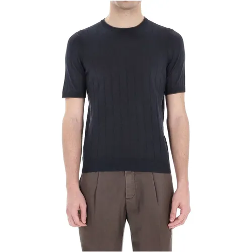 Round-neck Knitwear, male, , Size: XL Silk T-shirt and Polo - Barba - Modalova